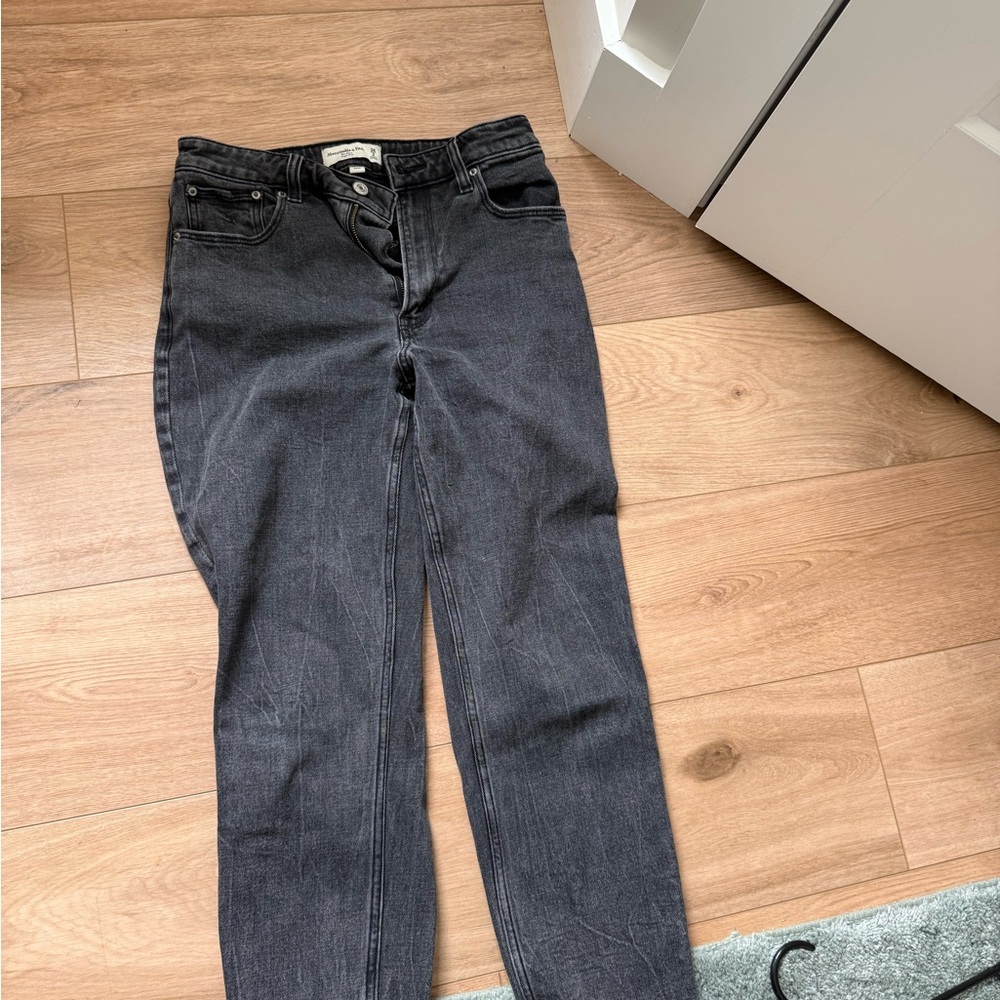Abercrombie & Fitch Women's Dark Gray Straight Leg Jeans